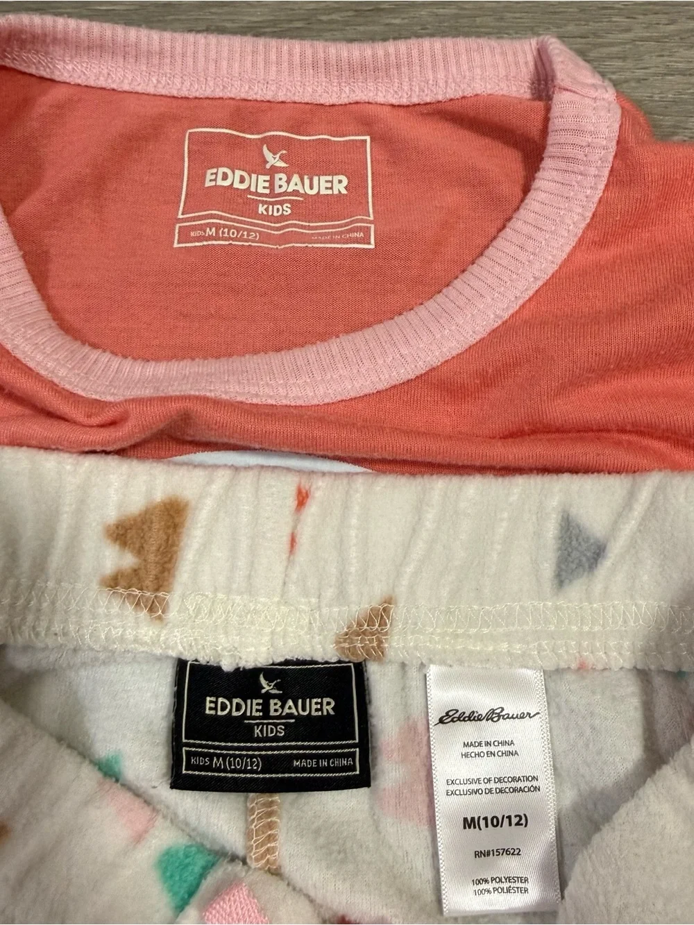 Eddie Bauer Coral Mountain Graphic & Cream Fair Isle Pajama Set  Girls Size 10